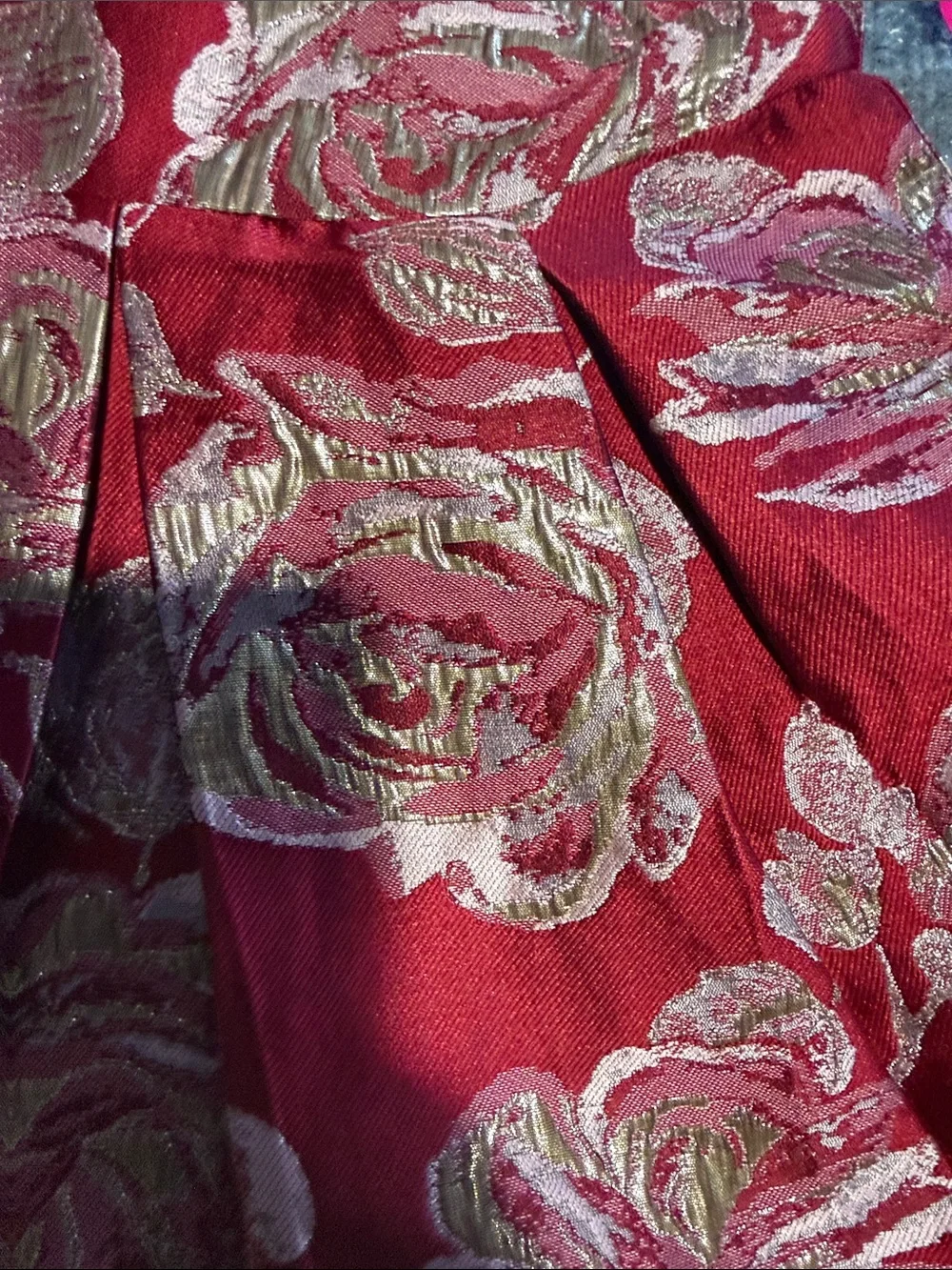 The Children's Place Red Floral Metallic Jacquard Dress